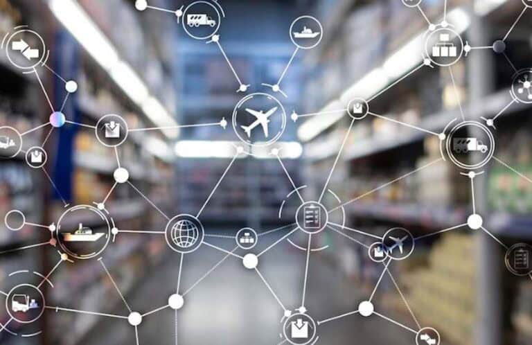Digital logistics network overlay in warehouse aisle