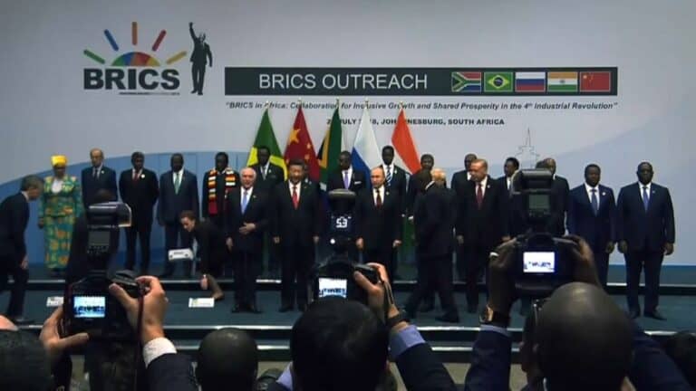 BRICS leaders posing for group photo at summit