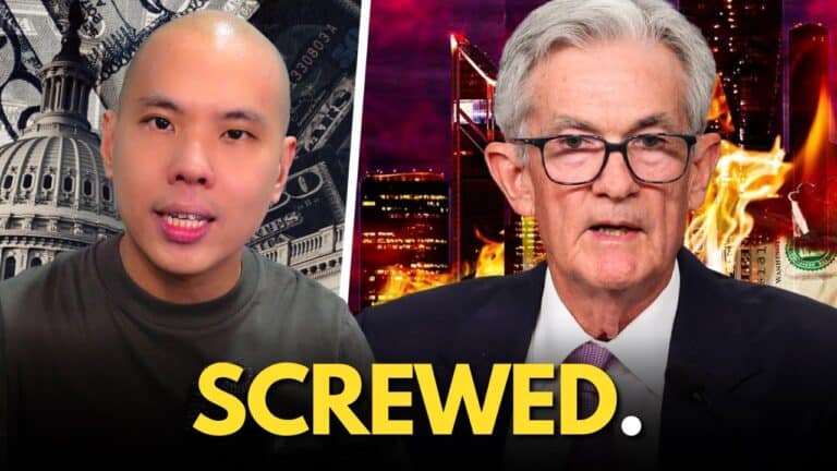 Two men with city skyline and flames, 'SCREWED' text