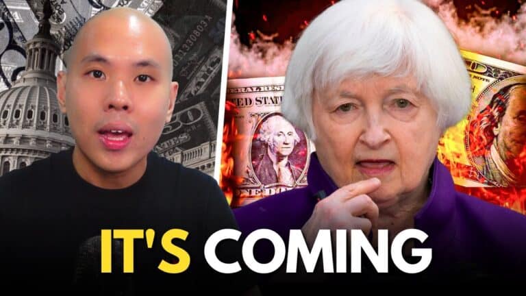 Man and older woman with burning dollar background