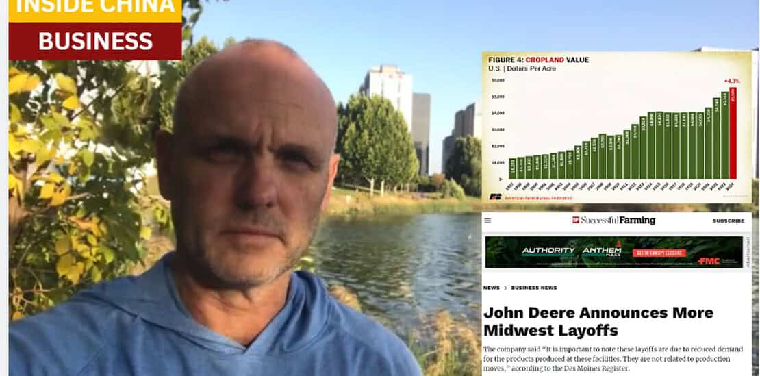 layoffs at john deere blow up investment thesis on food shortages; us farmland to see liquidation