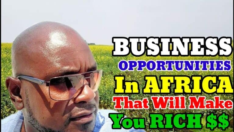 Man in field with Africa business opportunities text
