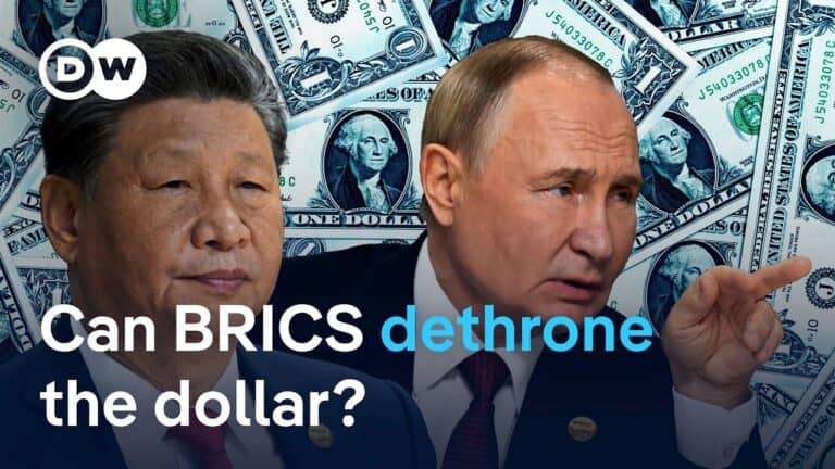 Two leaders before US dollar bills, BRICS headline