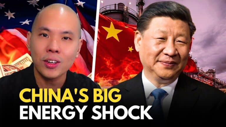 Thumbnail about China's energy shock with Chinese leader and flags