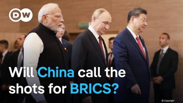 Three leaders at summit with BRICS question text