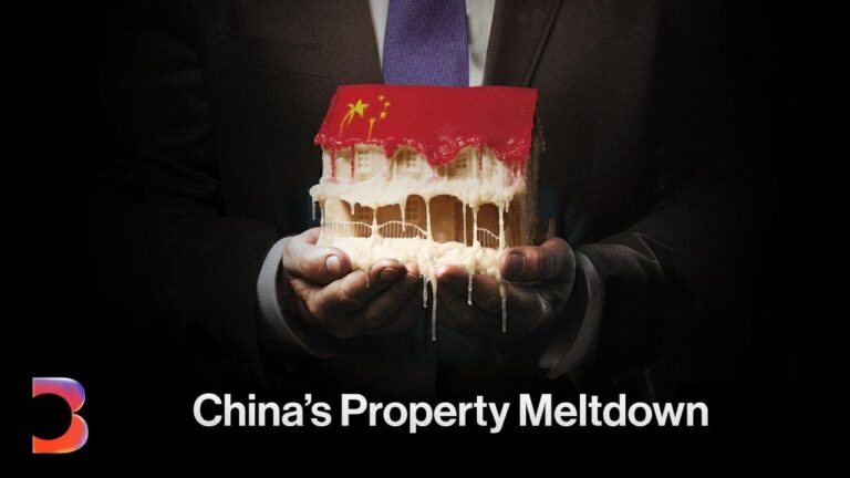 Melting house with Chinese flag roof in hands