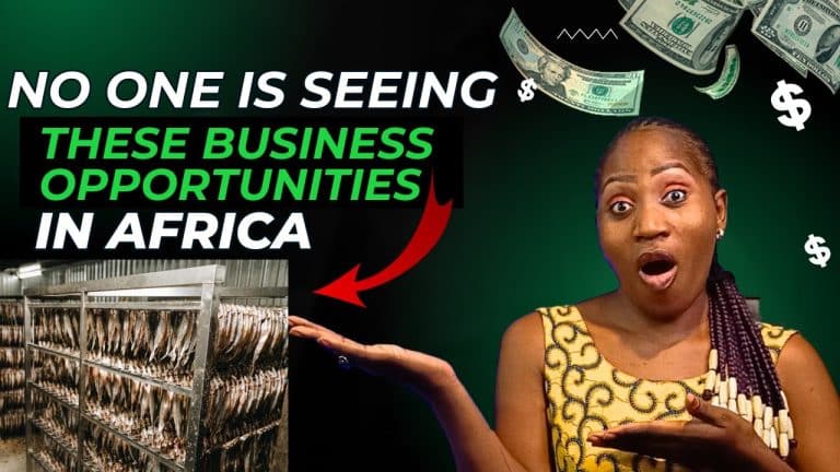 Woman pointing to African business opportunities with money graphics