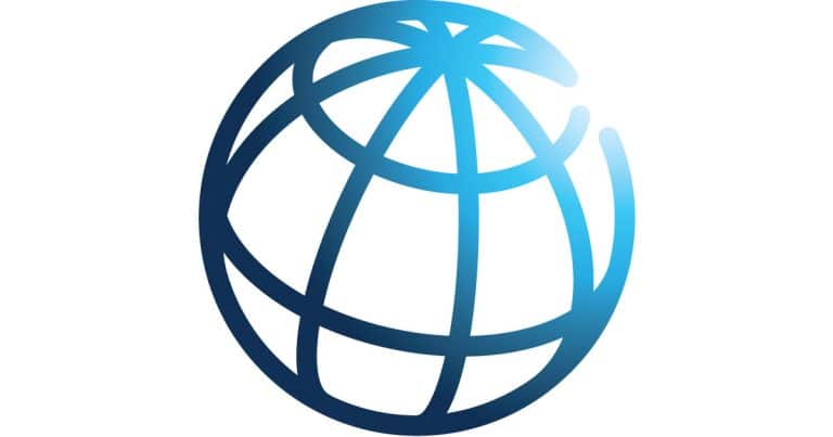 Stylized blue globe icon with latitude lines