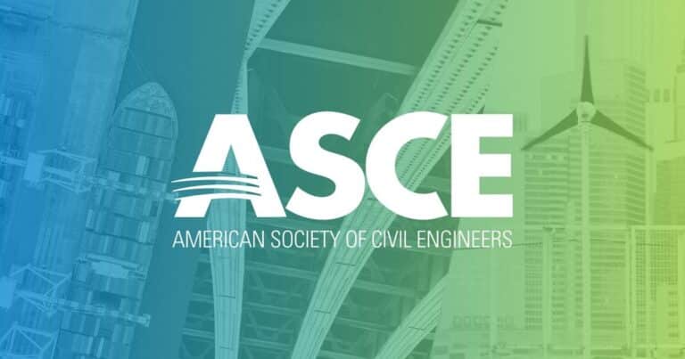 ASCE logo over infrastructure and wind turbine background