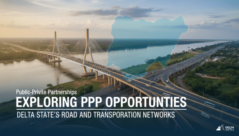 Aerial view of cable-stayed bridge and highway interchange