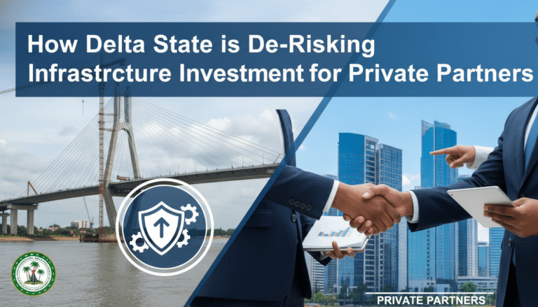 Bridge construction and businessmen handshake on infrastructure investment