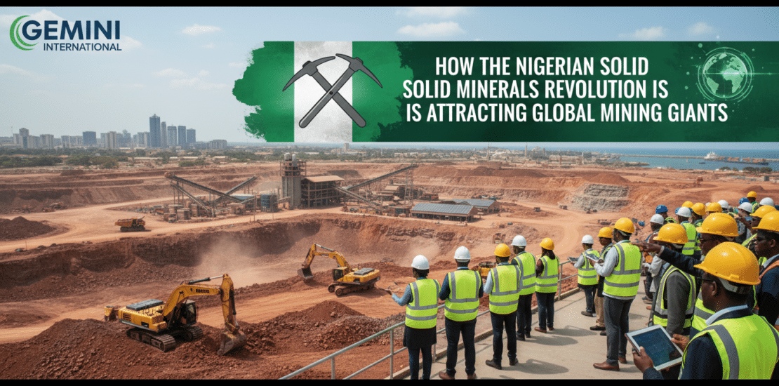 Workers overlooking large open-pit mine in Nigeria
