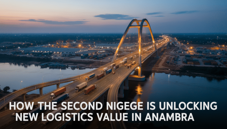 Second Niger Bridge at dusk with traffic