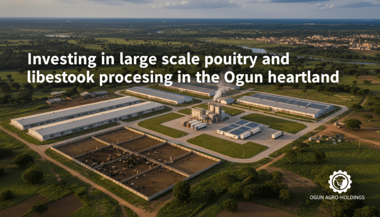 Aerial view of large poultry and livestock facility