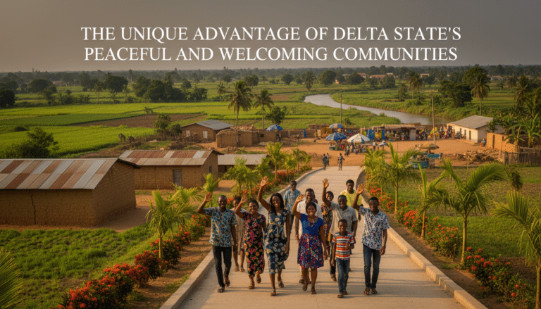 Group waving on rural Delta State village road