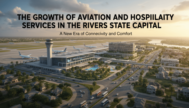 Aerial view of modern airport and hotel complex