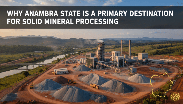 Mineral processing plant with gravel piles in Anambra